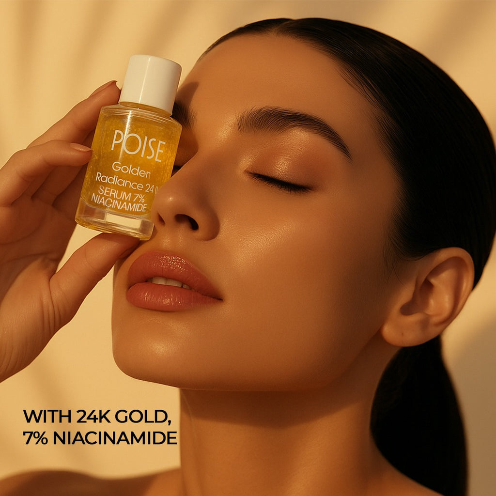 POISE COSMETICS 24K Golden Radiance Serum – Multi-Action Skincare Solution | The 4-in-1 Skin Transformer for Visibly Clear, Radiant Skin & Youthful Glow (0.5 fl oz)